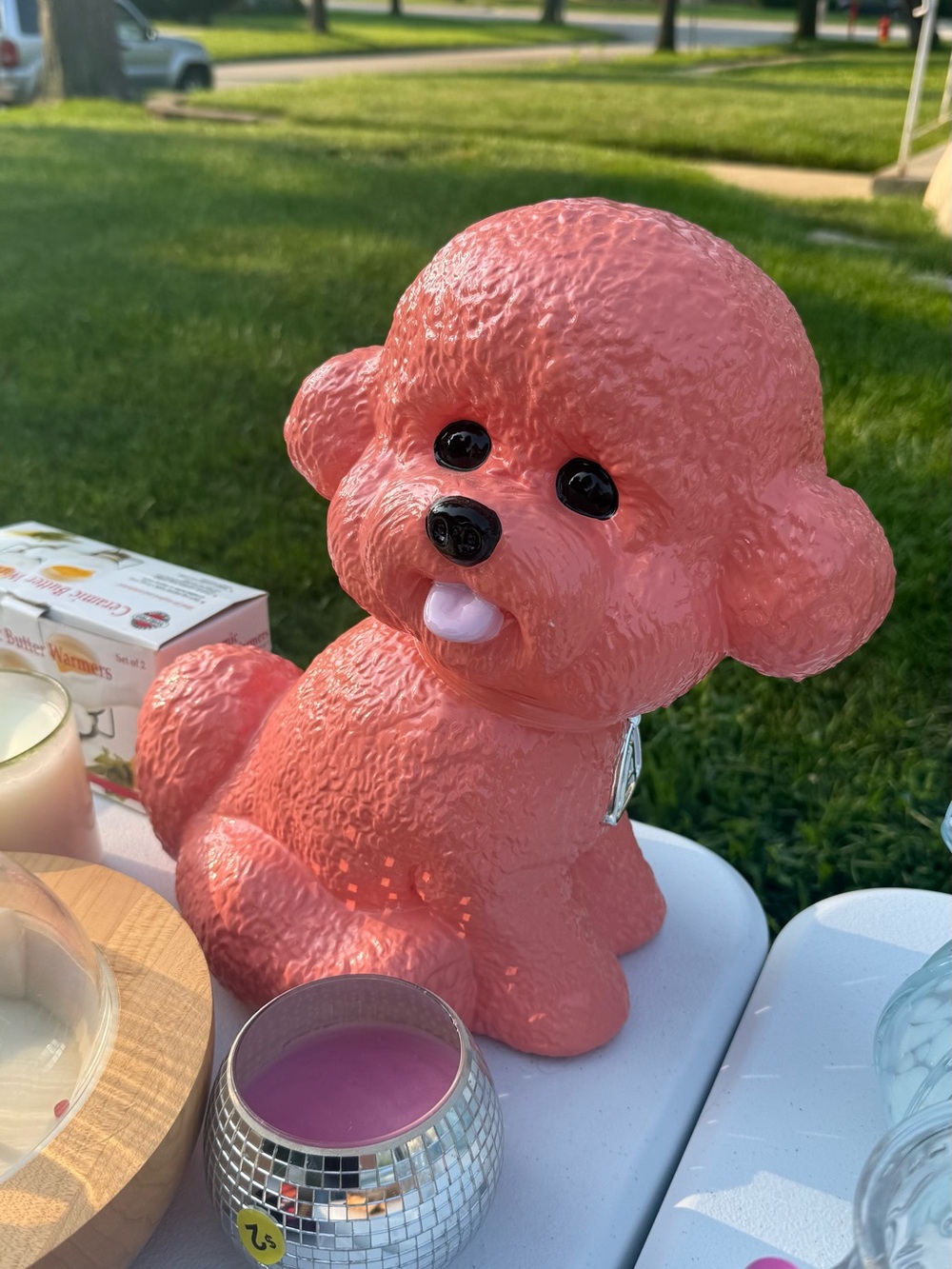 Anthropologie Coral Pink Poodle Accent Figurine